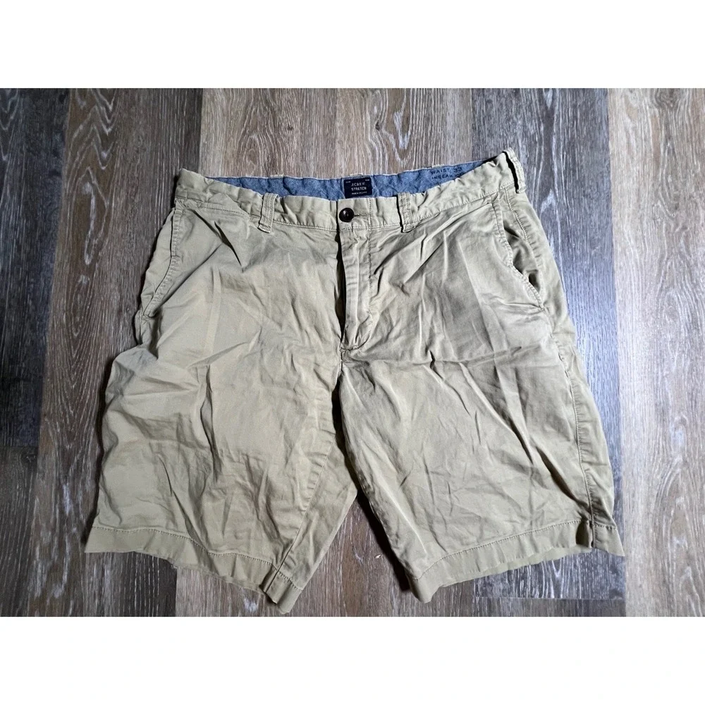 J.Crew Chino Shorts Mens 33 Tan Stretch Cotton Blend Khaki Casual 10.5‎ Inseam